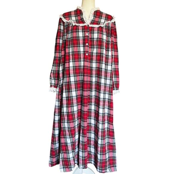 Vintage Lanz of Salzburg Plaid Flannel Nightgown Size Medium - Picture 1 of 5